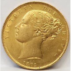 AUSTRALIA 1872 . ONE 1 SOVEREIGN . MELBOURNE . GOLD . DIE CRACK